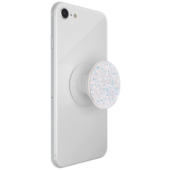 POPSOCKET White Crushed Glitter Sparkle Bling Premium PopGrip Phone Stand - Picture 2 of 8